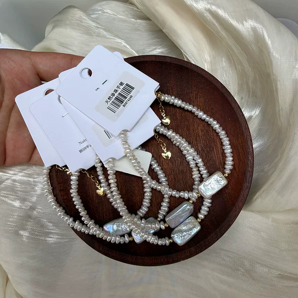 Chewing Gum Cube Baroque Pearl Bracelet with Irregular Shapes, High-End Feel, Niche Design, Adjustable Size