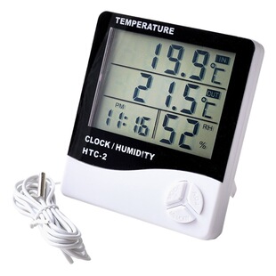 HTC-2 indoor and outdoor hygrometer alarm clock creative home dual temperature display with probe electronic thermometer