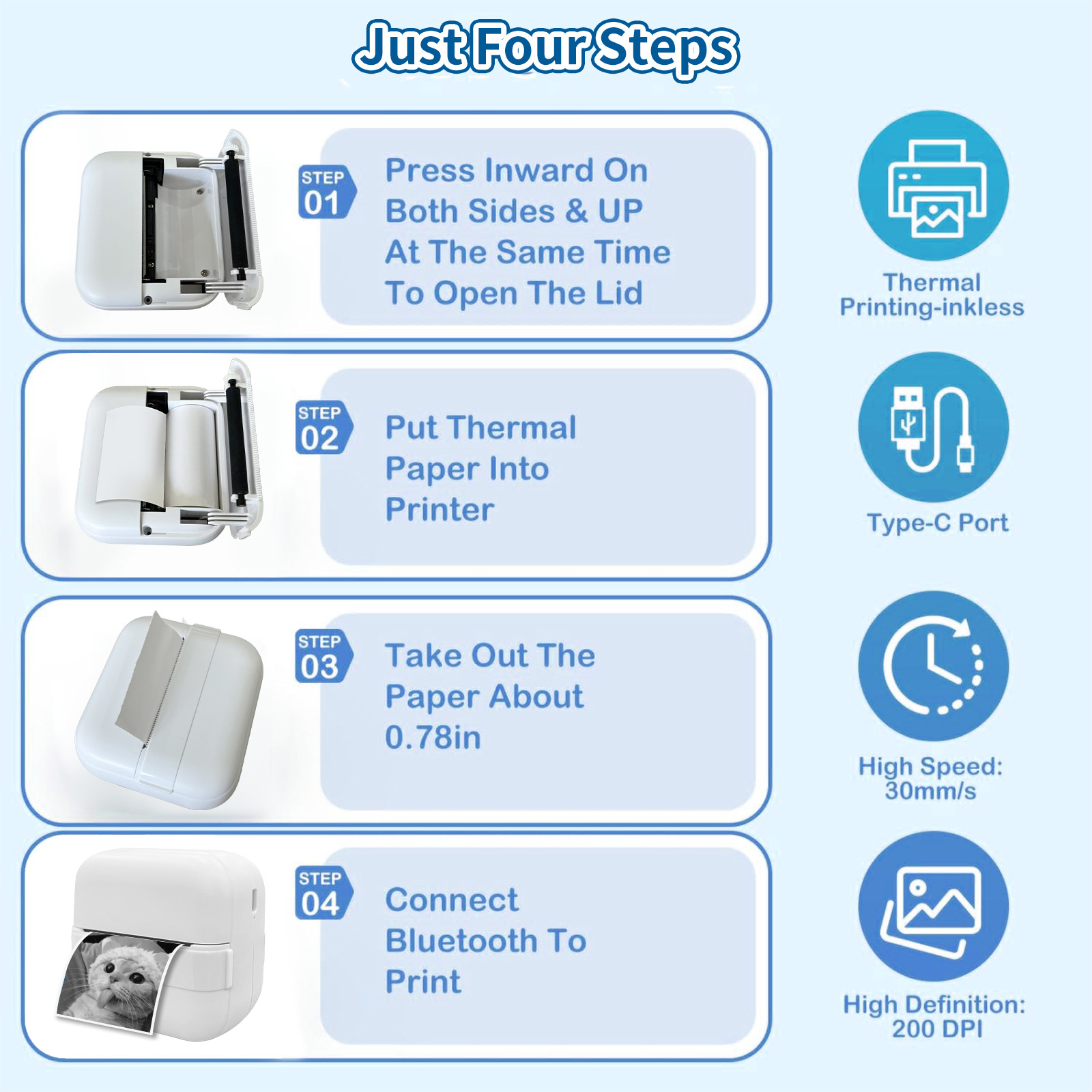 (Cross-border trading), small pocket handheld printer, mobile phone, photo, bluetooth 3