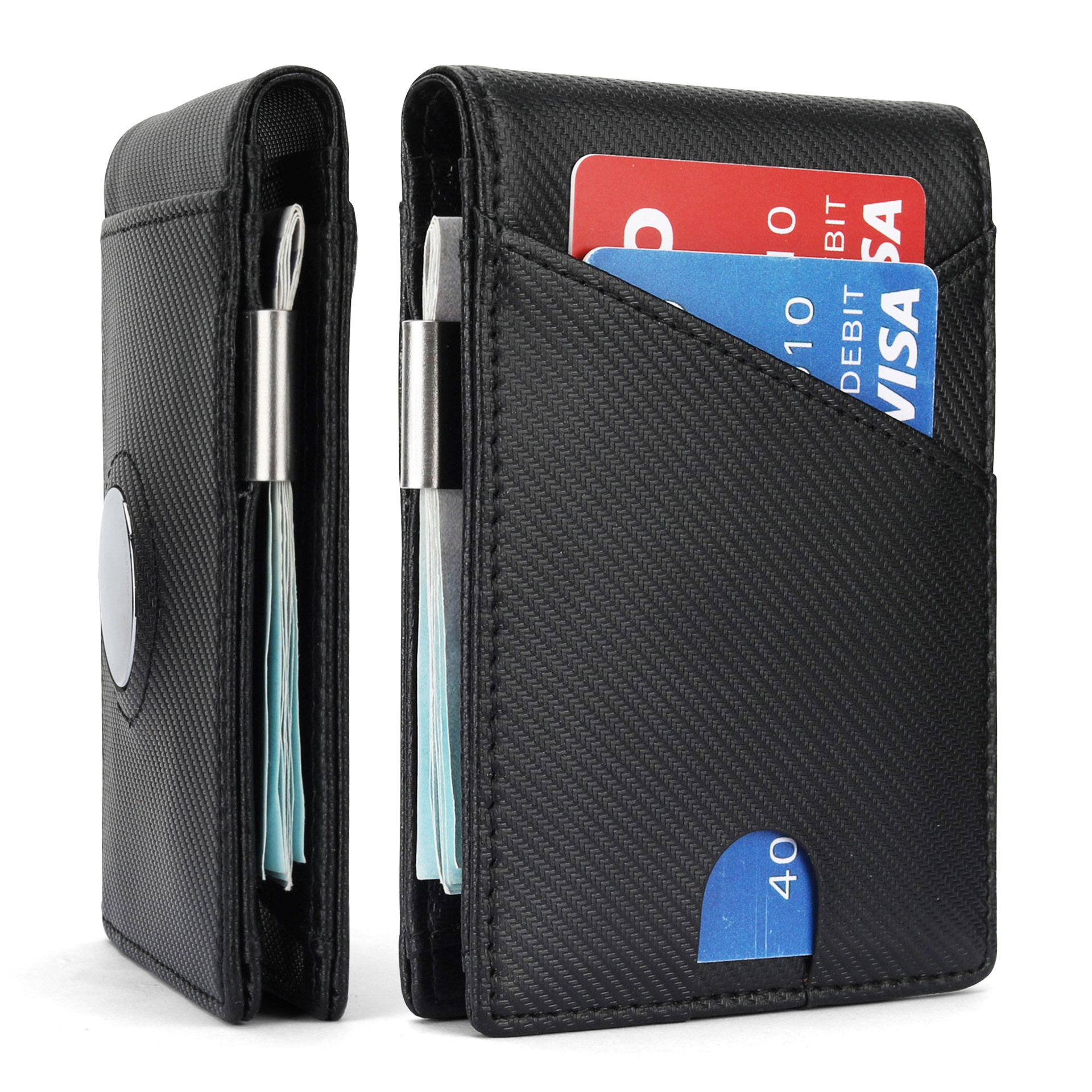 Inventario de gran capacidad corta cartera de cuero de esterilla de dólar de cuero AirTag cartera de cuero de cabeza cartera de hombre