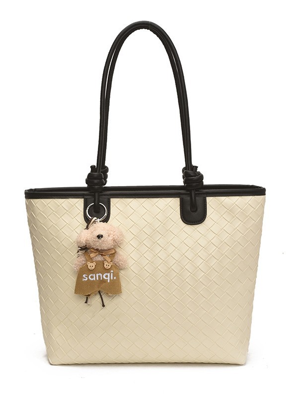 Bolso de patrón tejido de gran capacidad Bolso de hombro de cercanías de moda transfronteriza para mujer Bolso de tote de todo fósforo casual de alta gama