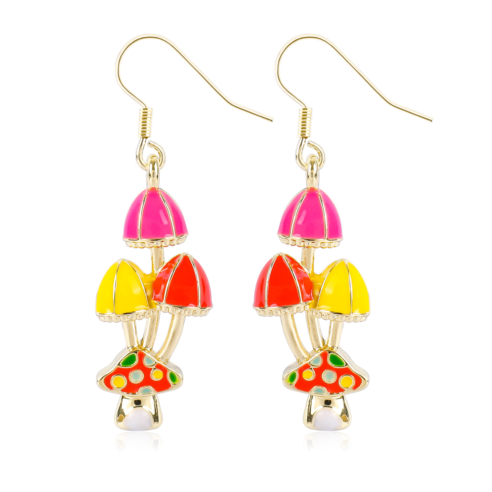 1 Pair IG Style Sweet Mushroom Enamel Zinc Alloy Drop Earrings display picture 1