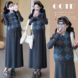 实拍现现~2026秋冬新款韩版时尚气质减龄显瘦小香风重工刺绣套装