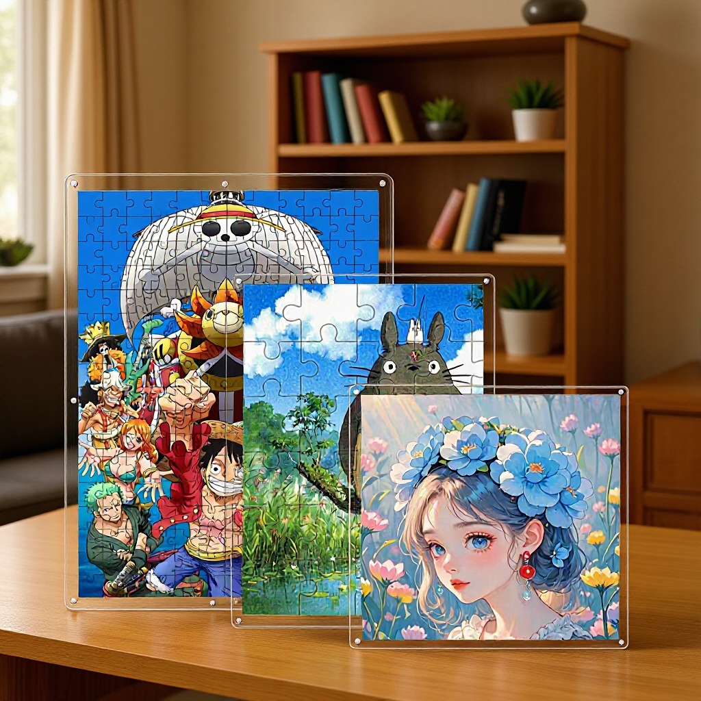 透明亚克力拼图明星/卡通/真人像/DIY情侣/毕业照片/生日礼物摆件