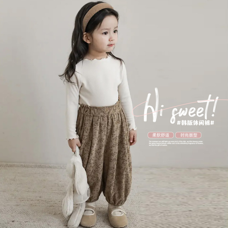 女の子の秋冬の花のコーデュロイの長ズボンの赤ちゃんはかわいいです。|undefined