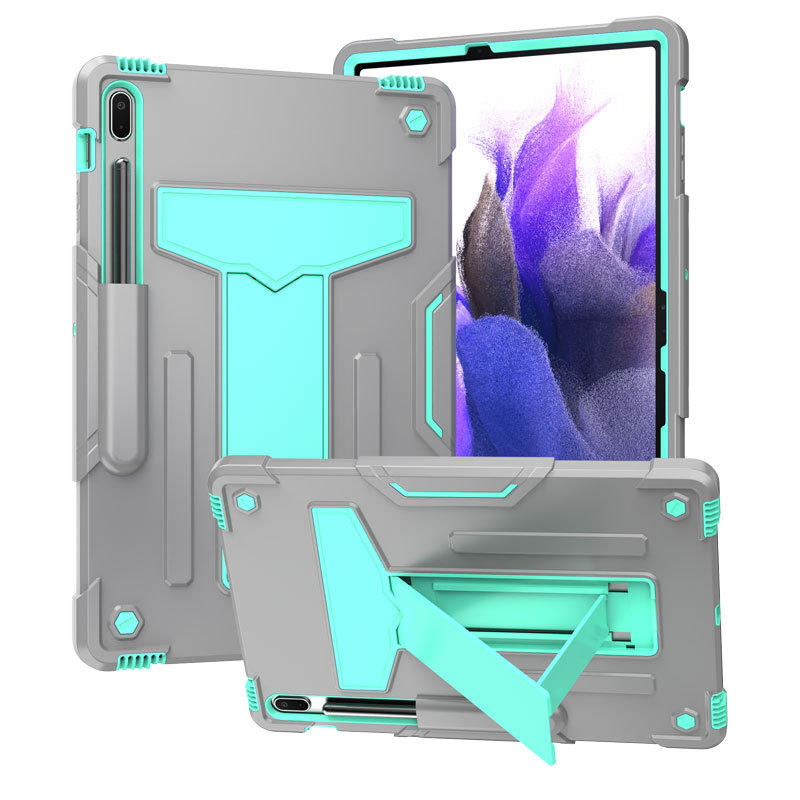 适用三星Tab S7 FE T730撞色硅胶PC支架平板套防摔T735保护壳