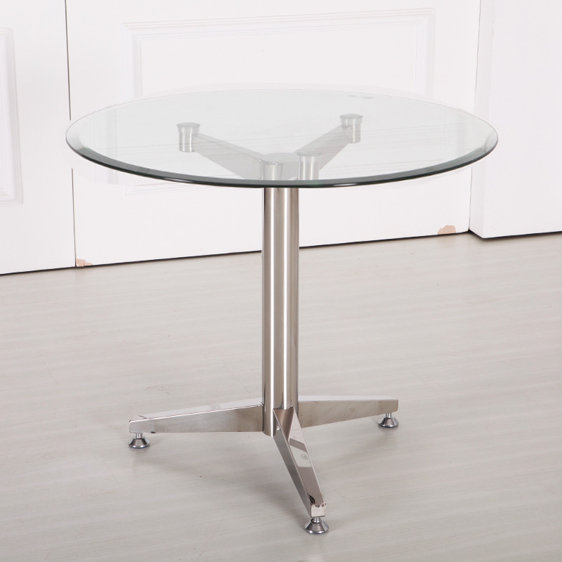 PK7J minimalist modern tempered glass small round table stainless steel balcony leisure table negotiation reception guest table coffee