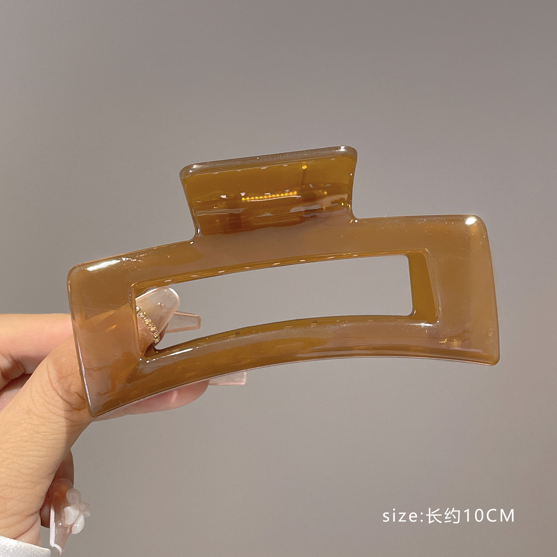 SKU-07-Coffee square hair clip