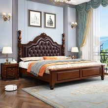美式全实木双人床1.8米主卧婚床现代简约欧式1.5米轻奢储物软包床