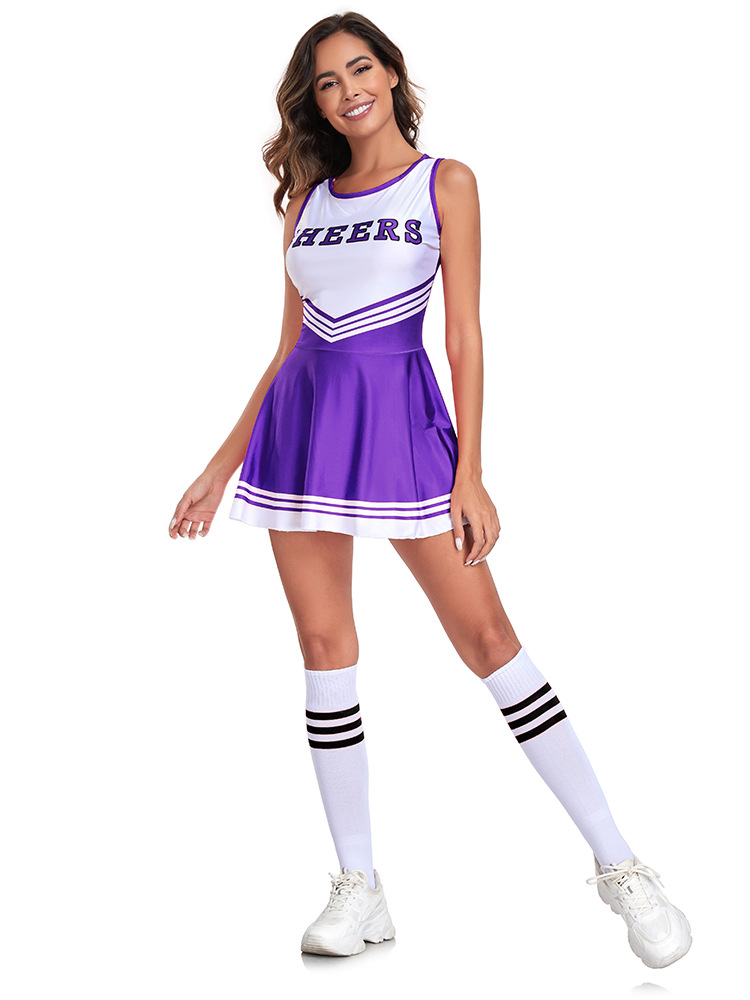 Traje de animadora para adultos Falda de equipo de bebé de fútbol sin mangas de cinco colores Calcetines de mujer Uniforme de porrista Uniforme de porrista
