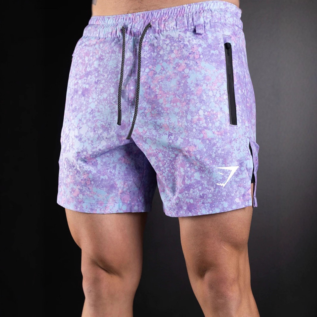 Pantalones cortos de hombre 2 - en - 1 pantalones cortos de doble capa entrenamiento muscular fitness casual pantalones cortos de impresión sueltos