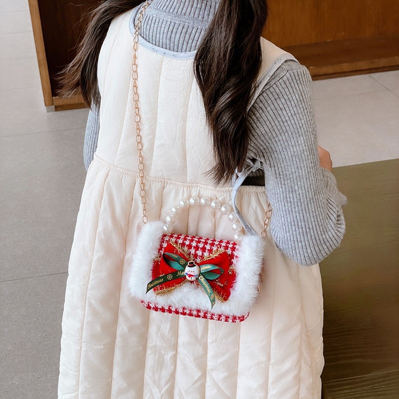 Nuevo arco flotante bolso de niños, bolso de mano de princesa red, bolso de cambio de perlas de moda fragante