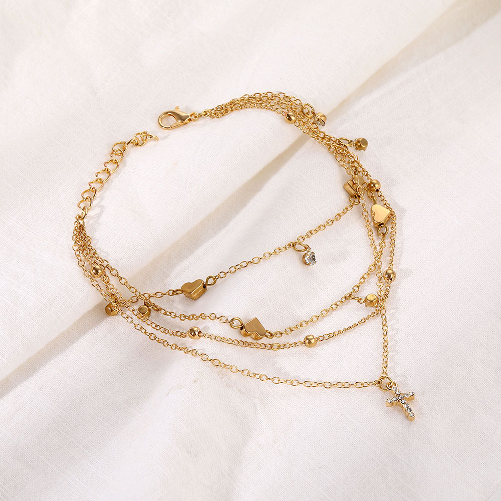 Anklet Classification 1 Piece Quantity Holiday, Daily Occasion Alloy Material Vacation Heart Shape Bow Knot Crystal Alloy Wholesale Anklet