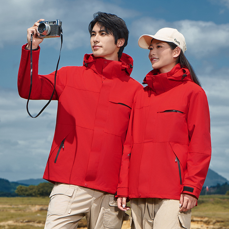 韓国版の男性と女性のアウトドア新作ジャケット スリーインワン防風防寒ジャケット カップル登山スキージャケット|undefined