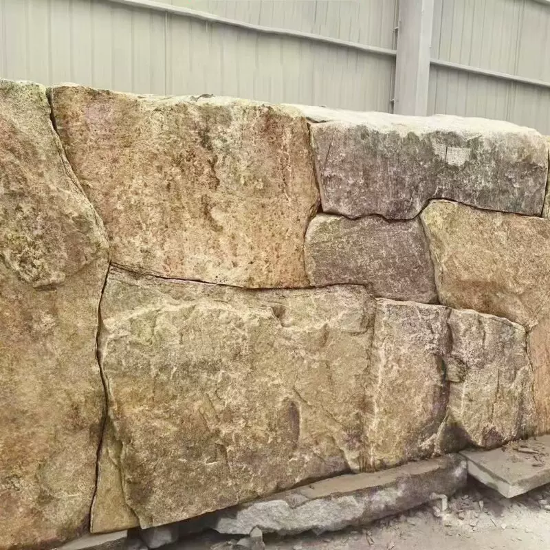 不规则太行金柏坡黄异形景墙石砌筑墙中国黑天然石材垒墙定制整石