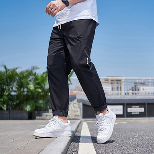 K3043 | Commuter thin overalls summer new Jagger brocade cotton net color tapered straight tube loose pants men