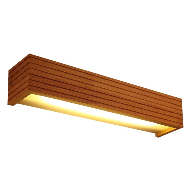 Espejo LED con luz frontal, mueble de baño de madera maciza, estilo nórdico, luz para espejo, impermeable, rectangular, luz para espejo de madera natural para baño
