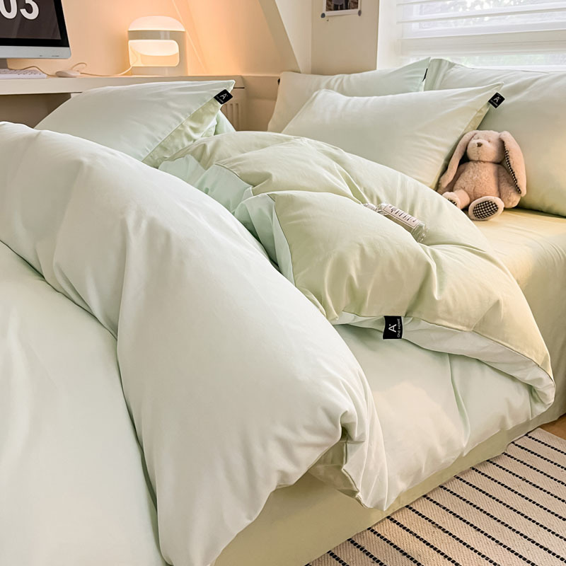 Cama de algodón de clase A para madres y bebés, ropa de cama de cuatro piezas, ropa de cama de color sólido, ropa de cama, dormitorio de estudiantes, tres piezas