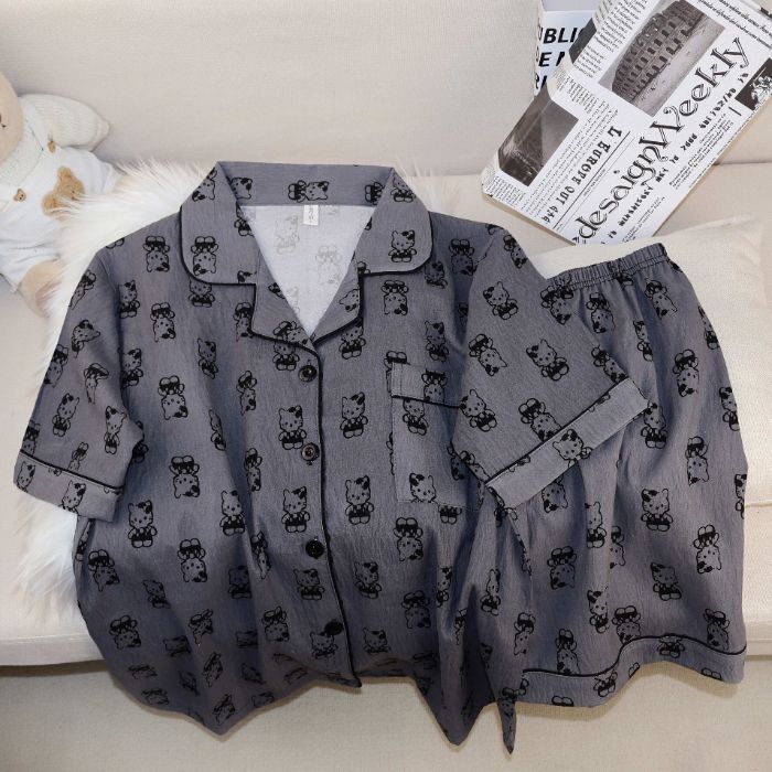 Al por mayor transfronterizo nuevo verano nubes de algodón dibujos animados mangas cortas pantalones cortos pijamas ropa de casa de mujer set ropa de casa de moda