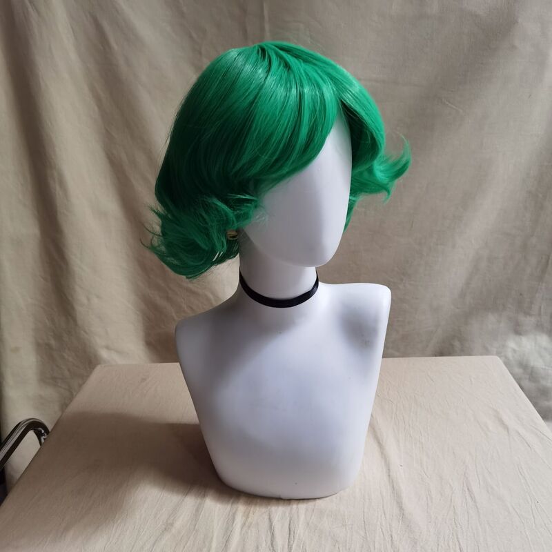 Silk Yi Cosplay One Punch Man/Shockwave Tornado Reverse Curl Green Anime Wig