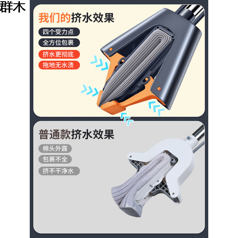 免手洗海绵拖把家用一拖净新款吸水对折式大号双挤水胶棉脱水|undefined