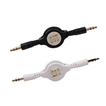 伸缩式aux车用黑白色音频线 镀银3.5mm 汽车连接线车载mp3数据线