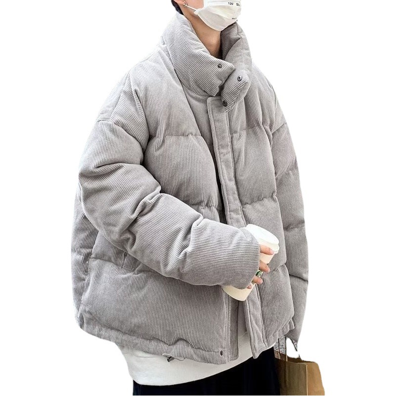 Abrigo acolchado de algodón de pana marca de moda suelta para hombres ins collar de pie Abrigo acolchado de algodón de moda abrigo de pan de estilo coreano de invierno de moda