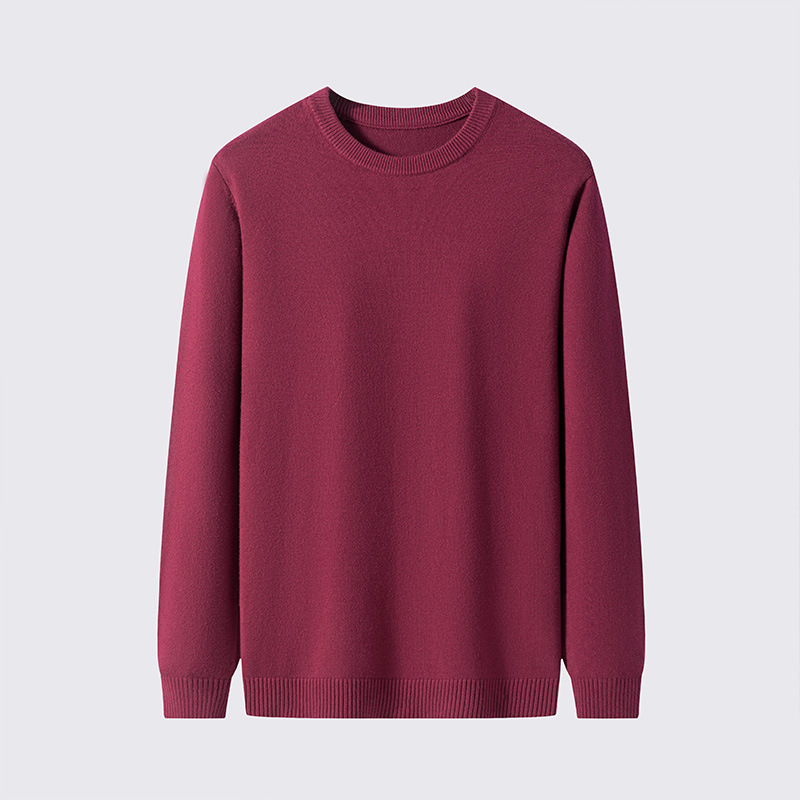 Suéter al por mayor de fábrica para hombre camisa de fondo de color sólido con cuello redondo 2025 nuevo suéter casual suéter de punto para hombre comercio exterior de moda