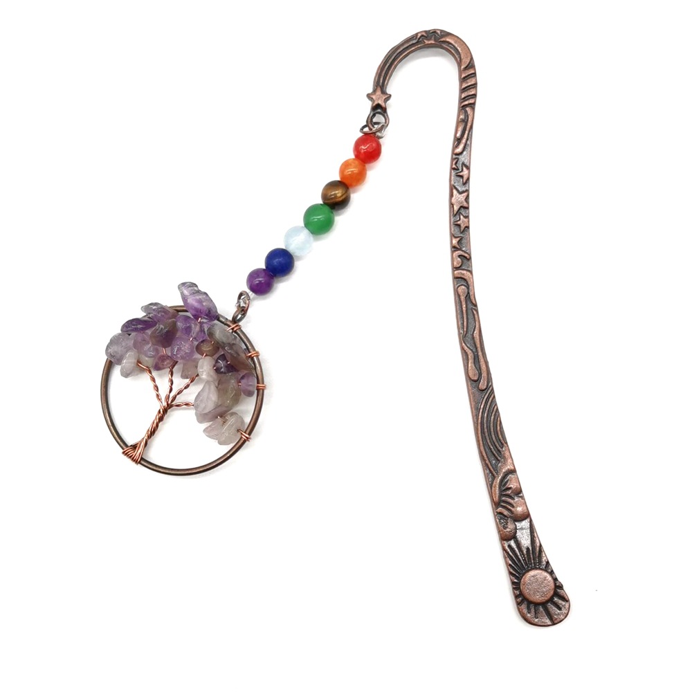 Amazon Venta caliente vintage grava natural cristal vida árbol marcador hecho a mano personalizado BM02