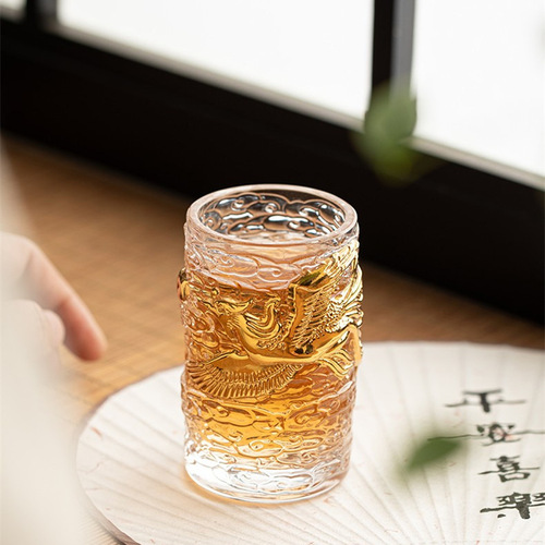 Glaze dragon and phoenix master cup, high-end kung fu tea set, crystal glass single tea cup, exclusive tea cup