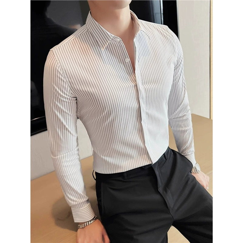 Безымянная Slim Fit рубашка - Английский/британский стиль отдыха, высококачественная классическая сорочка