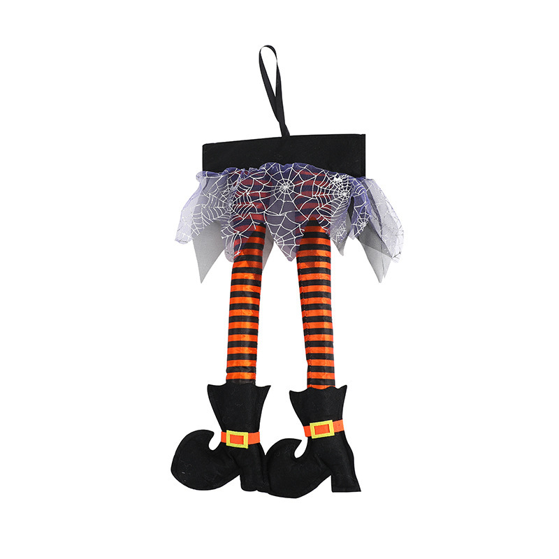 Falda de tela de araña de Halloween transfronteriza Piernas de bruja Decoración de dibujos animados Pies de bruja Adornos de Halloween Accesorios de decoración de fiesta