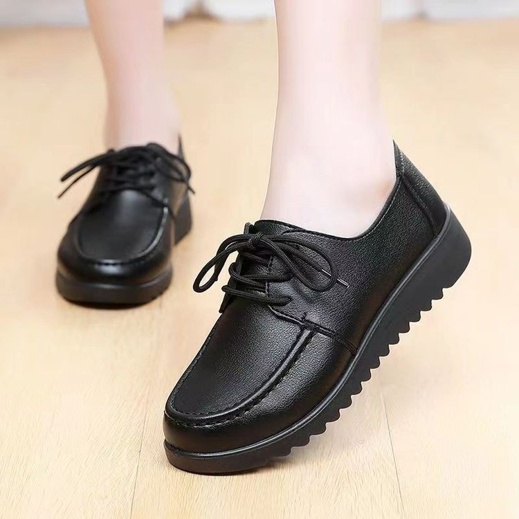 Zapatos de trabajo zapatos de madre antideslizantes negros para mujer, zapatos de cocina para el trabajo, cómodos zapatos de mujer planos impermeables para ancianos