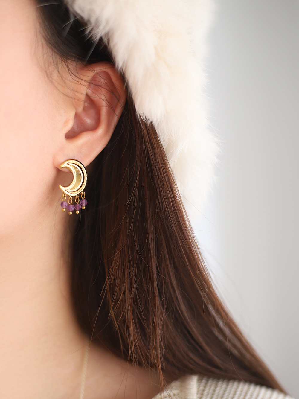 Women's Gender Real Gold Plated Moon 304 Stainless Steel Cute Modern Style Waterproof Non Tarnish Drop Earrings