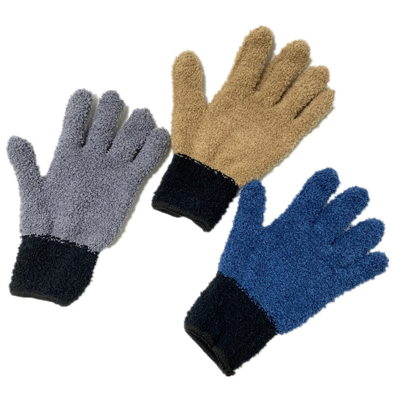 Amazon transfronteriza de dos colores de costura guantes de eliminación de polvo guantes de limpieza de microfibra limpieza del hogar guantes de pulido