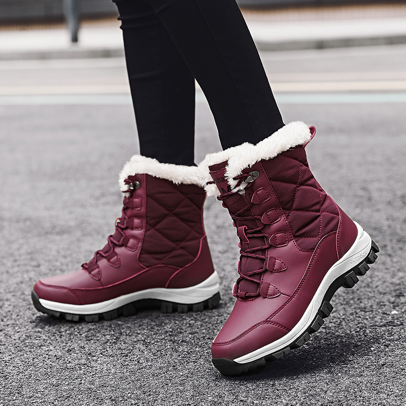2026 nuevas botas de nieve de invierno transfronterizas pareja caliente medio de pelusa gruesa zapatos de algodón de esquí al aire libre noreste
