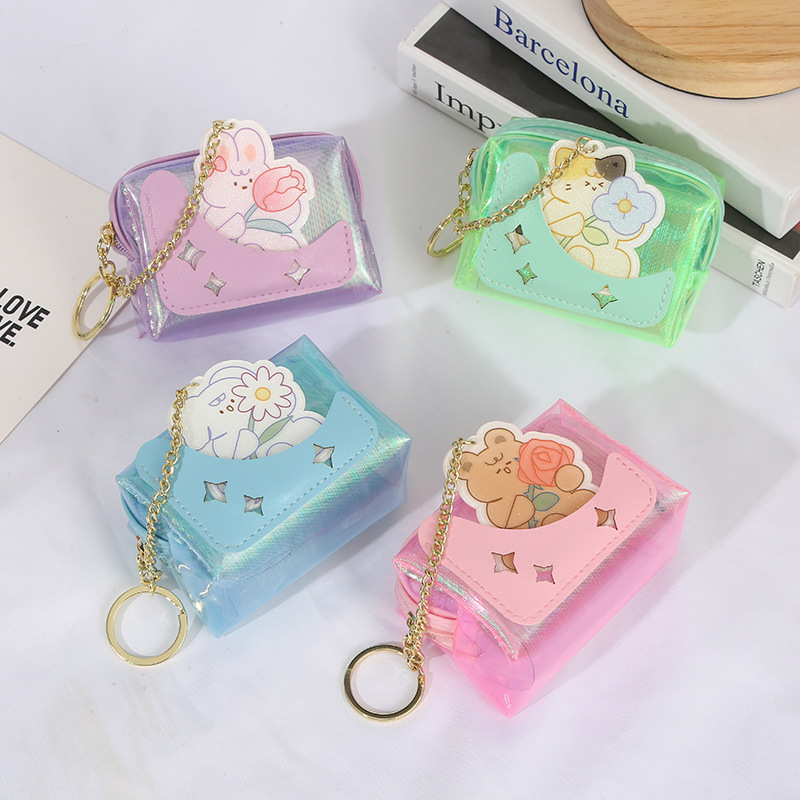 2022 New Cartoon Card Coin Purse Jelly Color Transparent Storage Bag Wallet Wholesale display picture 1