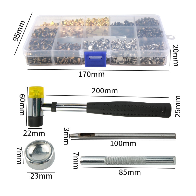 Transfronterizo 633/831 Juego de botones a cuatro bandas en caja Botón redondo de cobre de metal Ropa Botón hembra Accesorios de equipaje