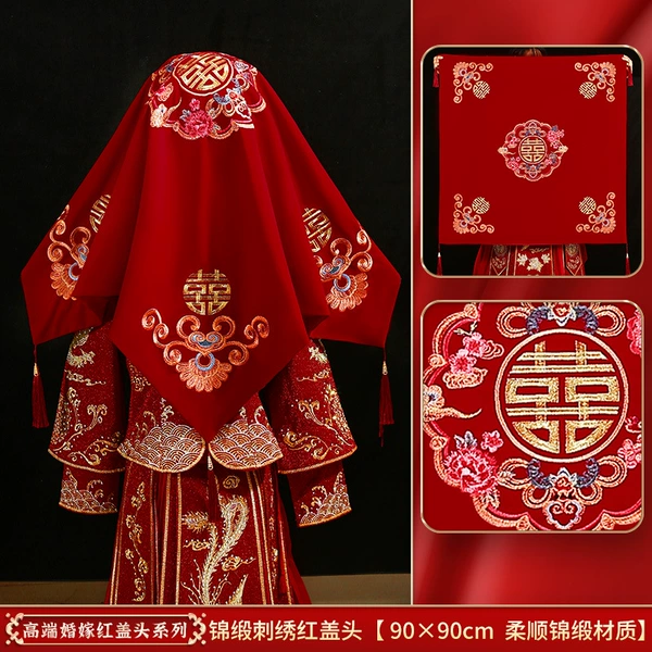 High-quality wedding red hijab [Flower Field Happy Event]