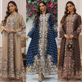 AB446 2025 Spring New Cross-border Middle East Muslim Robe Dubai Arab dress Rhinestone Women's Dress