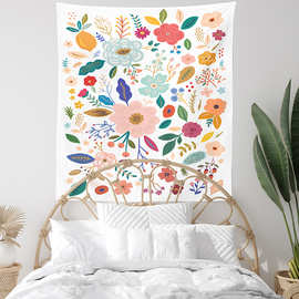 跨境专供唯美植物花卉图案印花挂毯 装饰背景布