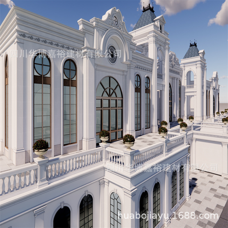 酒店宴会厅eps外墙构件欧式造型浮雕grc线条罗马柱婚礼堂长廊栏杆