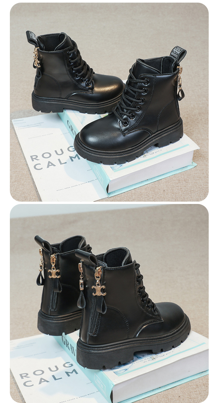 2024 Autumn/Winter New Children's Martin Single Boys' Velvet Short Warm Girls' Soft Bottom Leather Boots_voghion.com