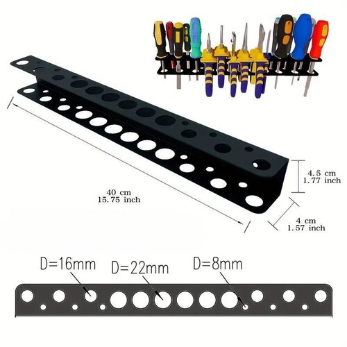 Multifunctional Load-bearing Painted Metal Universal Wall-mounted Tool Rack 14-Hole Screwdriver Accessory Set Screwdriver Storage
