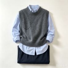 圆领100纯羊毛针织马甲女秋冬叠穿羊绒无袖毛衣背心软糯打底上衣