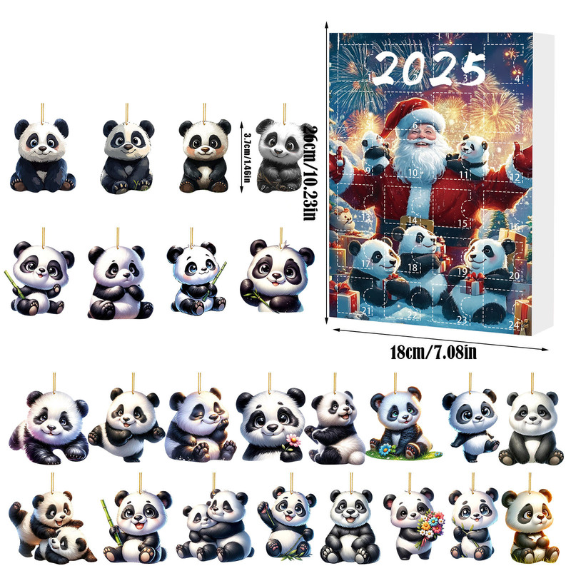 跨境2025圣诞降临日历盲盒 节日氛围熊猫款式背包挂饰圣诞树挂件|undefined