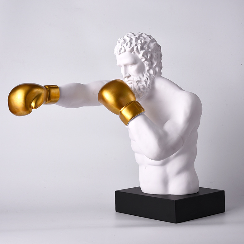 Wholesale creative character boxer sculpture resin decoration hallway study office cabinet desktop decoration