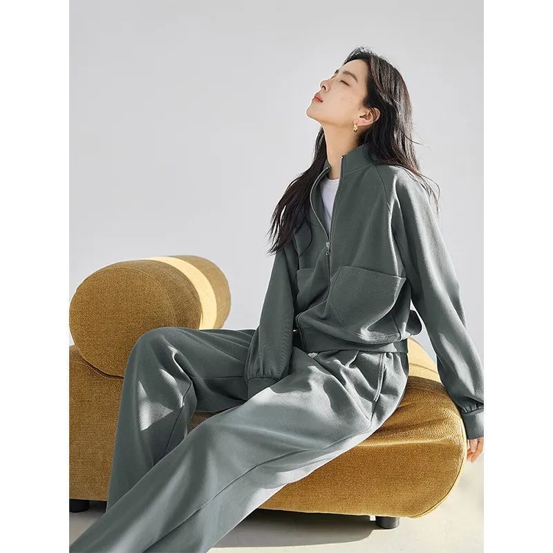 春秋款时尚通勤运动卫衣两件套女2025秋季新款直筒长裤卫衣套装|undefined