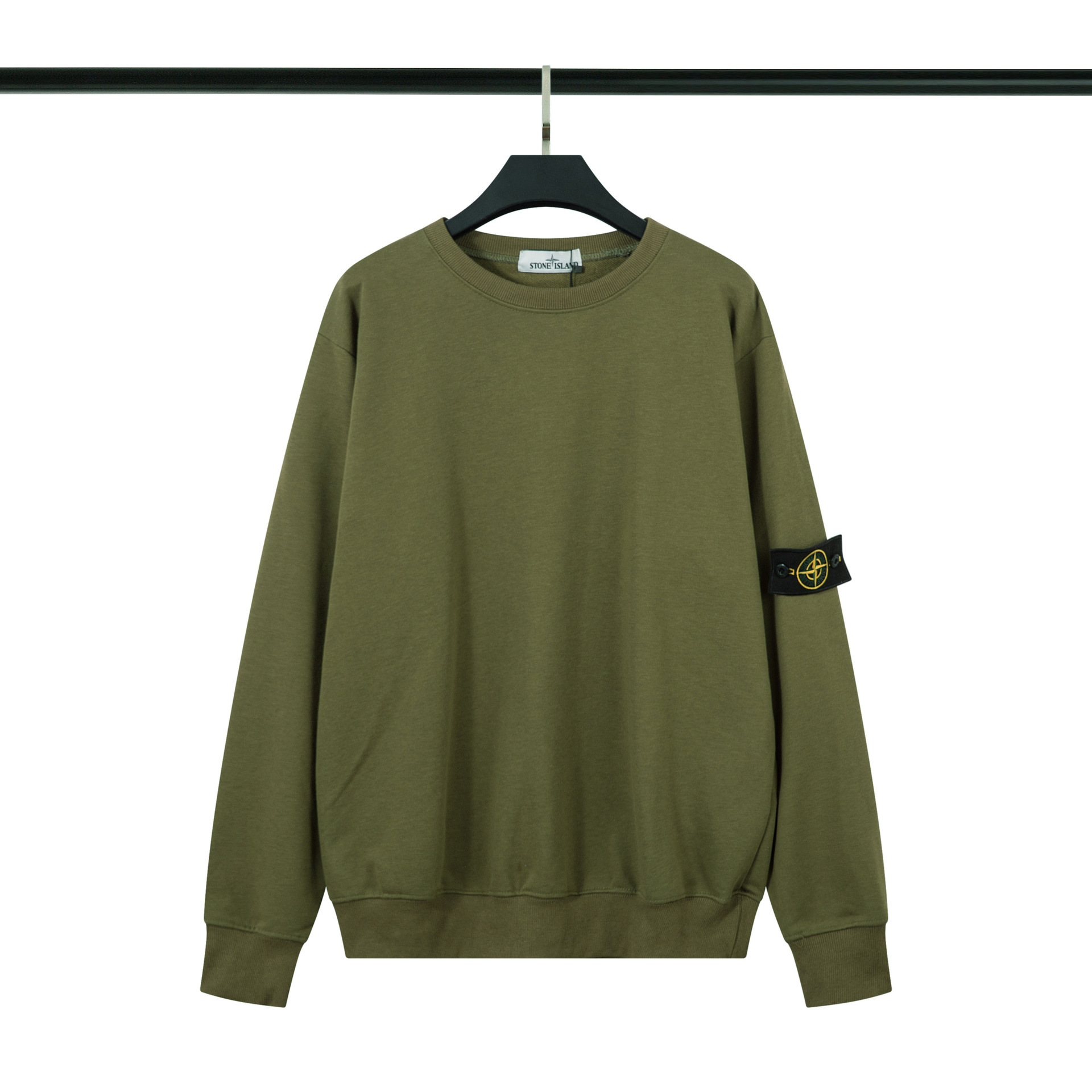 Stone Island Crewneck Sweater Armband Logo Olive