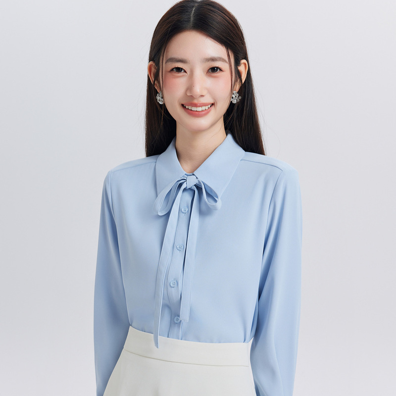 White chiffon blouse, women's formal top for interviews, new professional suit, suitable for petite figures, long-sleeved work shirt for commuting White chiffon blouse, women's formal top for interviews, new professional suit, suitable for petite figures, long-sleeved work shirt for commuting